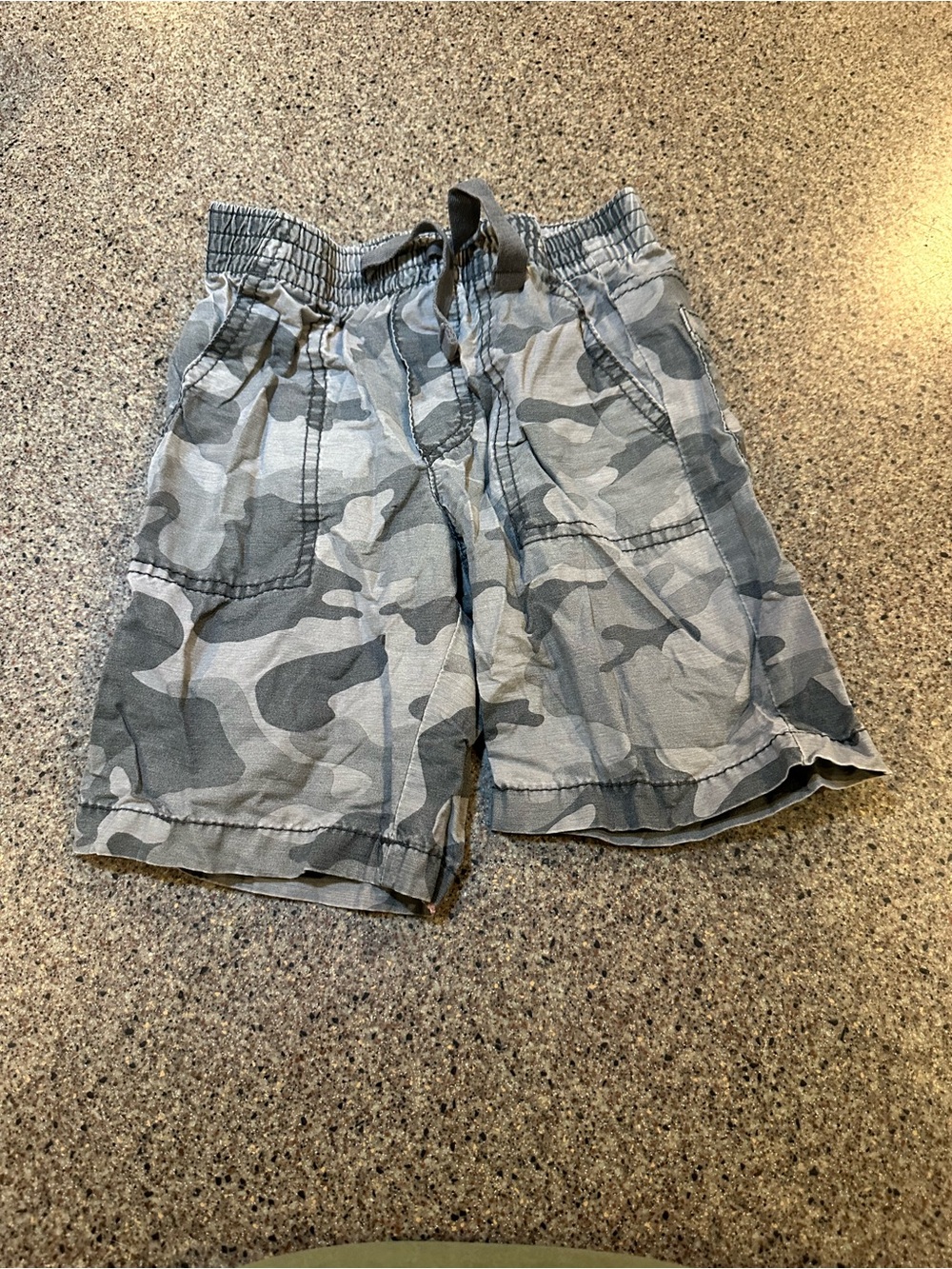 Gray Camo Drawstring Shorts